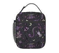 FLYIFE Purple Black Goth Spooky Printed Insulated Lunch Bag for Men Women - Durable Lunch Cooler Tote Bag for Work, School, and Travel