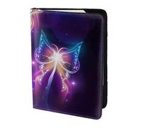 FLYIFE Purple Butterfly Printed Passport Holder Cover 5.5 inches, Leather Passport Cover Case Travel Passport Wallet for Women Men