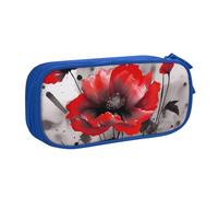 FLYIFE Red Flower Ink Painting Large Pencil Bag with 2 Compartments Pencil Pen Case Pencil Pouch Bag Organizer for Girls Boys Student School Office College, Blue