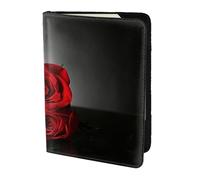 FLYIFE Red Rose and Wine Romantic Lovers Decor Printed Passport Holder Cover 5.5 inches, Leather Passport Cover Case Travel Passport Wallet for Women Men