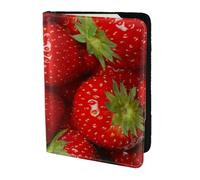 FLYIFE Red Strawberry Fruit Printed Passport Holder Cover 5.5 inches, Leather Passport Cover Case Travel Passport Wallet for Women Men