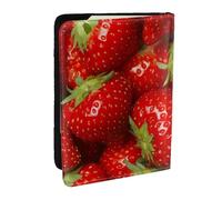 FLYIFE Red Strawberry Fruit Printed Passport Holder Cover, PU Leather Passport Cover Case Travel Passport Wallet for Women Men