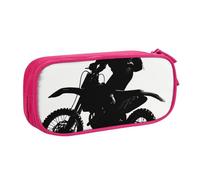 FLYIFE Rider Silhouette Large Pencil Bag with 2 Compartments Pencil Pen Case Pencil Pouch Bag Organizer for Girls Boys Student School Office College, Pink