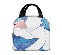FLYIFE Sea Animals Stingrays Insulated Lunch Bag Cooler Aluminum Foil Portable Lunch Tote Bag- Waterproof, Breathable, Lightweight, and Durable