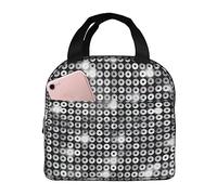 FLYIFE Silver Sequin Sparkle Pattern Insulated Lunch Bag Cooler Aluminum Foil Portable Lunch Tote Bag- Waterproof, Breathable, Lightweight, and Durable