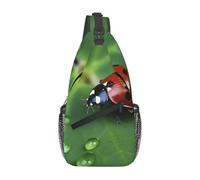 FLYIFE Sitting green three leaf insect Printed Sling Shoulder Bags for Men Women Crossbody Backpack Hiking Sports Chest Pack School Bag
