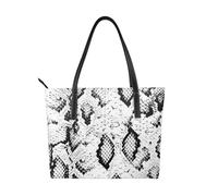 FLYIFE snake skin black and white Printed Handbag Tote Bag for Women Ladies PU Leather Shoulder Bag for School Work Shopping Travel