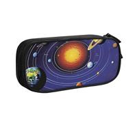 FLYIFE Solar System Large Pencil Bag with 2 Compartments Pencil Pen Case Pencil Pouch Bag Organizer for Girls Boys Student School Office College, Black