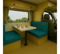 FLYIFE Stretch Jacquard RV Cushion Cover - Sofa Seat Protector for Campervan, Motorhome or Caravan, Pet Friendly, Hair Resistant, Easy Clean, Washable, Slip-Resistant Fit (Blue,L 50-65cm W 50-65cm)