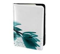 FLYIFE Teal Lily Printed Passport Holder Cover 5.5 inches, Leather Passport Cover Case Travel Passport Wallet for Women Men