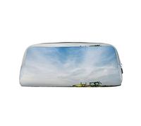 FLYIFE Tractor Farm Printed Leather Pencil Case for Girls Boys - Silver Zipper Pencil Bag Pen Pouch Cosmetic Organizer Bag for School Office Travel