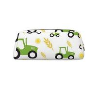 FLYIFE Tractor Farming Printed Leather Pencil Case for Girls Boys - Gold Zipper Pencil Bag Pen Pouch Cosmetic Organizer Bag for School Office Travel