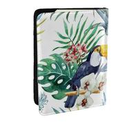 FLYIFE Tropical Leaves Bird Printed Passport Holder Cover, PU Leather Passport Cover Case Travel Passport Wallet for Women Men