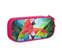 FLYIFE Two Colored Parrots Large Pencil Bag with 2 Compartments Pencil Pen Case Pencil Pouch Bag Organizer for Girls Boys Student School Office College -One Size