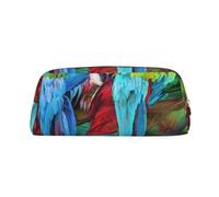 FLYIFE Two Colored Parrots-R13300 Printed Leather Pencil Case for Girls Boys - Gold Zipper Pencil Bag Pen Pouch Cosmetic Organizer Bag for School Office Travel