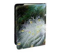 FLYIFE White Peacock Printed Passport Holder Cover, PU Leather Passport Cover Case Travel Passport Wallet for Women Men