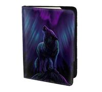FLYIFE Wolves Howl in The Northern Lights Printed Passport Holder Cover 5.5 inches, Leather Passport Cover Case Travel Passport Wallet for Women Men