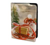 FLYIFE Xmas Tree Ball Stars Printed Passport Holder Cover 5.5 inches, Leather Passport Cover Case Travel Passport Wallet for Women Men