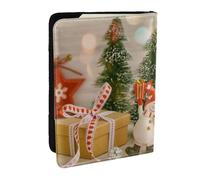 FLYIFE Xmas Tree Ball Stars Printed Passport Holder Cover, PU Leather Passport Cover Case Travel Passport Wallet for Women Men