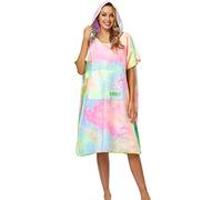FLYILY Microfibre Surf Poncho Towel with Hood Bath Robe for swimming and beach changing One Size Fit All adults (TieDye01)