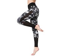 FLYILY Women Yoga Pants Printed High Waist Power Flex Capris Workout Leggings for Fitness Running (3-BlackPrint, Small)
