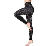 FLYILY Women Yoga Pants Printed High Waist Power Flex Capris Workout Leggings for Fitness Running (3-Black, Medium)