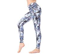 FLYILY Women Yoga Pants Printed High Waist Power Flex Capris Workout Leggings for Fitness Running (Camouflage, X-Large)