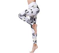 FLYILY Women Yoga Pants Printed High Waist Power Flex Capris Workout Leggings for Fitness Running(Geometry,M)