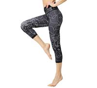 FLYILY Women's Capris Sports Leggings Running Tights High Waist Bandage Stretch Fitness Yoga Pants (Star, S)