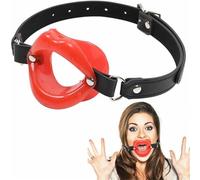 FlyinBet Chewing Gum Silicone Gel Forced Mouth Opening Adjustable Chewing Gum with Mouth Fetishism Sm Ball Chewing Gum Leather Binding Flirtatious Sex Toy for Beginners (Red)