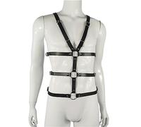 FlyinBet Leather Harness BDSM Men's Body Punk Fetish Bandage Chest Strap Made of Leather for Men's Cosplay Party Costume Sexy Slave Clubwear Punk Body Bondage Set Chest Strap