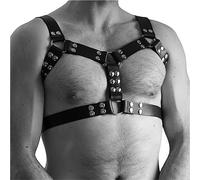 FlyinBet Men's Jib Strap Chest Strap PU Leather Men's Jib Strap Chest Strap Gay Chest Strap Fetish Slave Bandage Costume