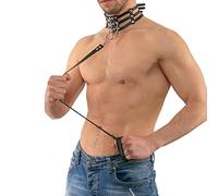 FlyinBet Men's Leather Collars Harness with Pull Rope BDSM Restraints Sex Set, SM Collar Slave Bondage Collar Fetish Sex Toys for Couples Extreme Sex