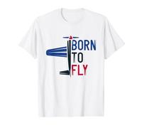 Flying Airplane - Born to Fly Pilots and Aviators Value Graphic T-Shirt, Men, White, S