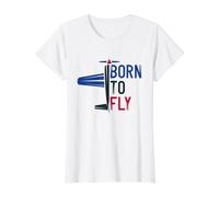 Flying Airplane - Born to Fly Pilots and Aviators Value Graphic T-Shirt, Women, White, S