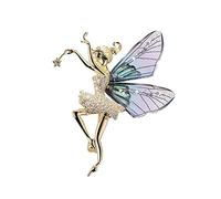 Flying Angel Wings Rhinestone Brooch Pins for Women Girls Ballet girls Fairy sticks Angel wings Zirconia Brooch Elegant Wedding Bouquet Prom Jewelry Gift, no gemstone