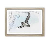 Flying Atlantic Puffin Bird in Abstract Framed Print | A2 Oak Framed Wall Art | Ready to Hang | Abstract Fantasy Picture | Living Room Bedroom Lounge Office