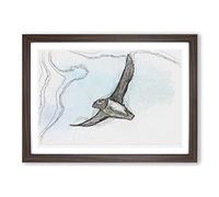 Flying Atlantic Puffin Bird in Abstract Framed Print | A2 Walnut Framed Wall Art | Ready to Hang | Abstract Fantasy Picture | Living Room Bedroom Lounge Office