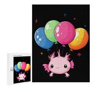 Flying Axolotl Colorful Balloons Stylish Adults Jigsaw Puzzle Funny Wooden Educational Game Art Home Decor