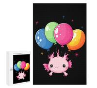 Flying Axolotl Colorful Balloons Stylish Adults Jigsaw Puzzle Funny Wooden Educational Game Art Home Decor