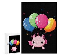 Flying Axolotl Colorful Balloons Stylish Adults Jigsaw Puzzle Funny Wooden Educational Game Art Home Decor