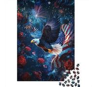 Flying Bald Eagle 1000 Piece Jigsaw Puzzle Paper Puzzle Game Starry Sky Rose Scene Jigsaw Puzzle for Adults Relaxation Focus Home Decor 38x26cm/1000pcs