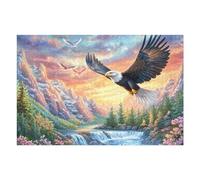 Flying Bald Eagle Above Mountain River 1000 Piece Jigsaw Puzzle for All Ages New Year Gift Idea Fresh Start Print Stress Relief Home Decor 1000 PCS