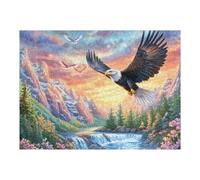 Flying Bald Eagle Above Mountain River 500 Piece Complete Jigsaw Puzzle Set Teens Beginners Educational Challenge Puzzle Fans Group Play Anniversary Quality Material 500 PCS