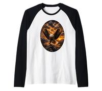 Flying Bald Eagle Mountain Lake Sunset Bald Eagle Lover Raglan Baseball Tee