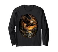Flying Bald Eagle Mountain Landscape Bird of Prey Eagle Long Sleeve T-Shirt