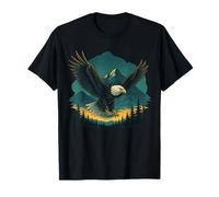Flying Bald Eagle Sunset Forest Tee Mountain Outdoor Eagle T-Shirt