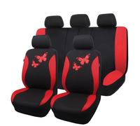 Flying Banner Breathable Mesh Car Seat Covers Colorful Butterfly Offset Printing Pattern Airbag Compatible Protector (Full Set, Red)