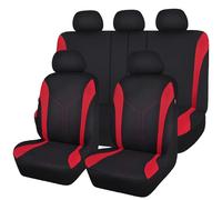 Flying Banner Car Seat Cover Sets Mesh Fabric Splicing Polyester Cover (Full Set, Black and Red)