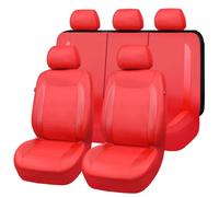 Flying Banner car seat Covers Protects Water Proof Faux Leather Carbon Fiber Fronts Rear Bench Covers (Red Red, Full Set - 8PCS)